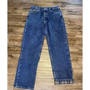 Carhartt Relaxed Fit Flannel Lined Jeans Mens 35x34 Blue Denim Workwear B172 091